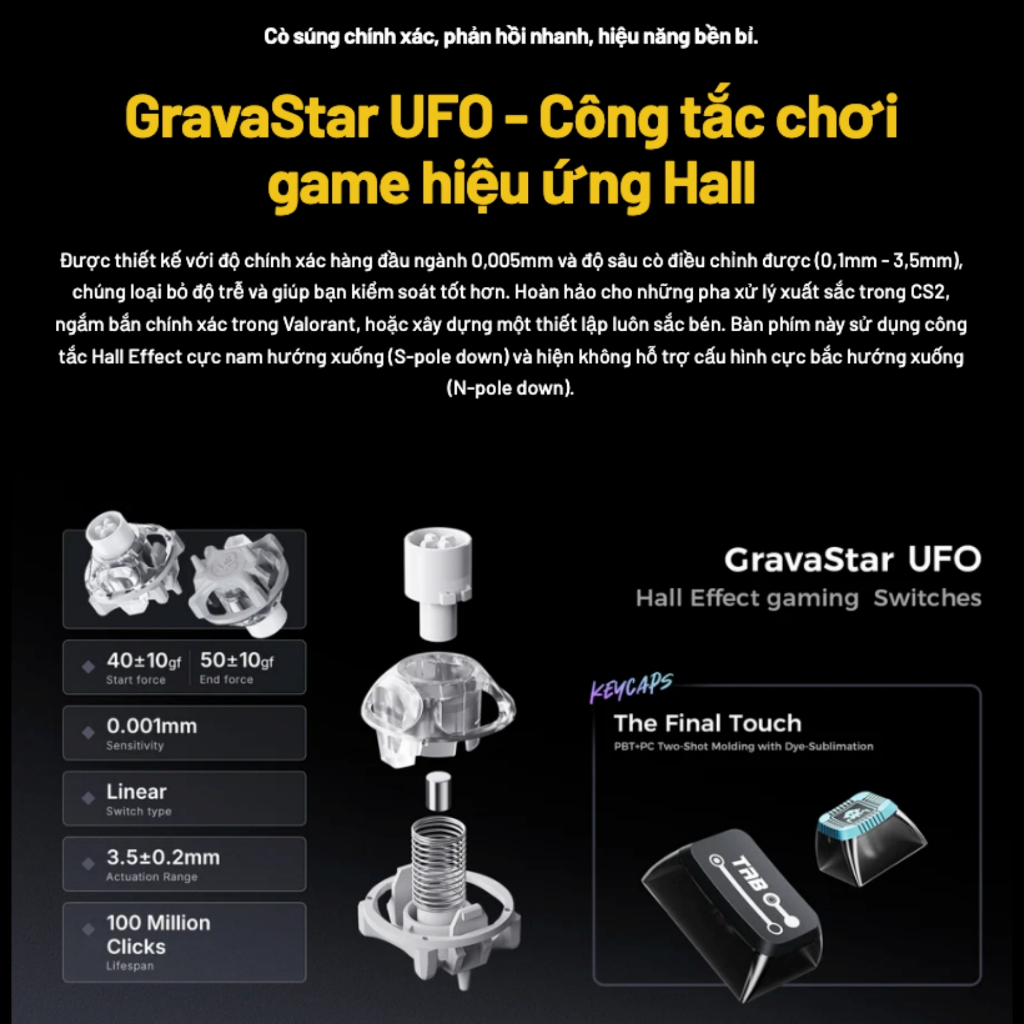 Bàn Phím Cơ GravaStar Mercury V75 Pro Cyberpunk Hall Effect RGB 8000Hz Gaming