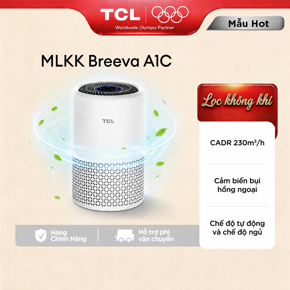 【TCL Hàng Tặng Không Bán】 Máy lọc không khí TCL Breeva A1C - Bộ lọc  lớp 3 lớp Hepa H13- Lọc bụi mịn 360 độ | BigBuy360 - bigbuy360.vn