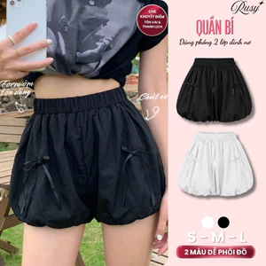 Quần Đùi Bí Phồng 2 Lớp Phối Nơ Lưng Thun Co Giãn Thoáng Mát,Quần Short Nữ Phối Nơ QU04 Rusy