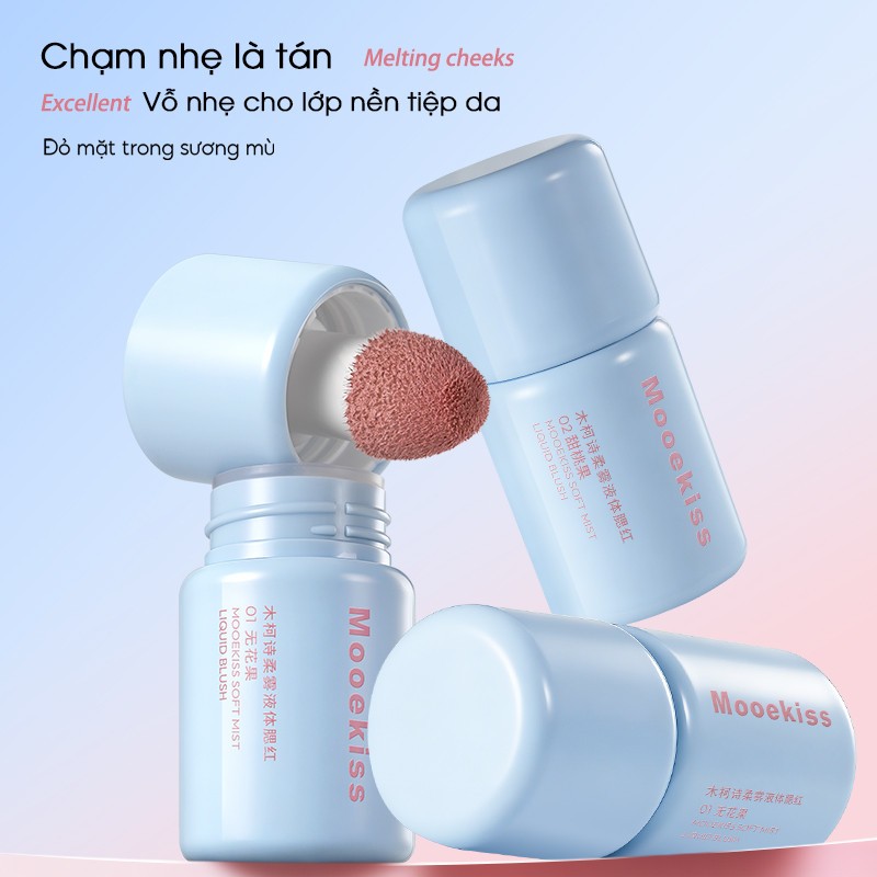 [HOT] Má Hồng Lỏng Mooekiss Soft Mist Liquid Blush Có Đầu Mút Tiện Lợi, Lên Màu Chuẩn Tự Nhiên 6.5g