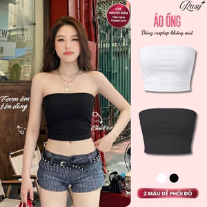 Áo ống croptop nữ kiểu ôm sexy chất thun cotton, Áo quây ngang màu trơn mặc trong vest sơmi Rusy