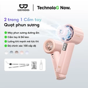 Quạt Phun Sương GOOJODOQ Động Cơ 11200 RPM,Gió Mạnh 7.2 m/s,Làm Mát+Dưỡng Ẩm,100 Cấp Độ Gió 3600mAh