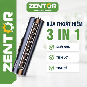 Búa thoát hiểm ô tô 3in1 Zentor Deli, dụng cụ đa năng phá kính, cắt dây, bảng số điện thoại nhỏ gọn