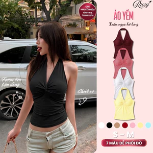 Áo Yếm Nữ RUSY Borip Mềm Mịn Cổ Yếm Xoắn Ngực Hở Lưng Ôm Body Co Giãn Sexy Đi Biển Nhiều Màu AY01