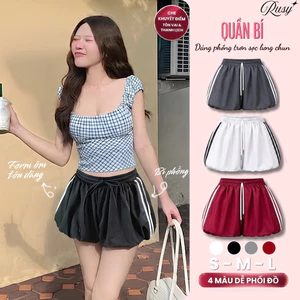 Quần Short Nữ Dáng Bí Phối Sọc Thể Thao Lưng Thun Co Giãn Mặc Đi Học Đi Chơi QU05 RUSY