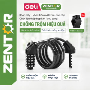 Khóa xe đạp xe máy Deli Zentor Cao Cấp - Khóa mật mã dạng 4-5 chữ số chất liệu thép A3 chống trộm an toàn