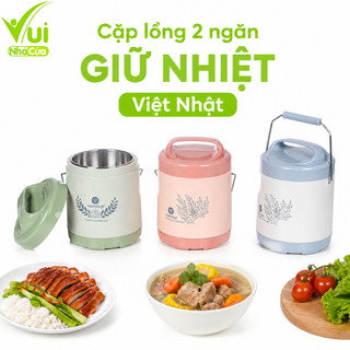 Cặp Lồng 2 Ngăn Giữ Nhiệt Việt Nhật GD143 - Cặp Lồng Inox Việt Nhật 2 Tầng Thiết Kế Nhỏ Gọn Dễ Mang