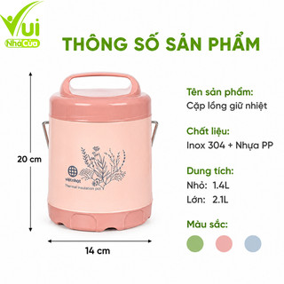 Cặp Lồng 2 Ngăn Giữ Nhiệt Việt Nhật GD143 - Cặp Lồng Inox Việt Nhật 2 Tầng Thiết Kế Nhỏ Gọn Dễ Mang