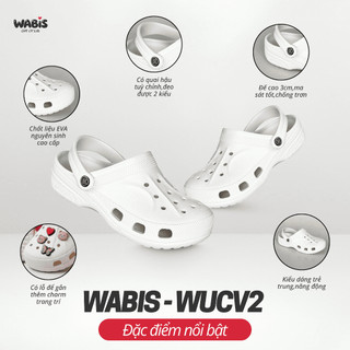 [Tặng Charm + Móc Khóa Chính Hãng] Dép Sục Màu Kem WABIS Đế Cao 3cm Không Thấm Nước, Chống Trượt [WUC-V2] [LÙI 1 SIZE]