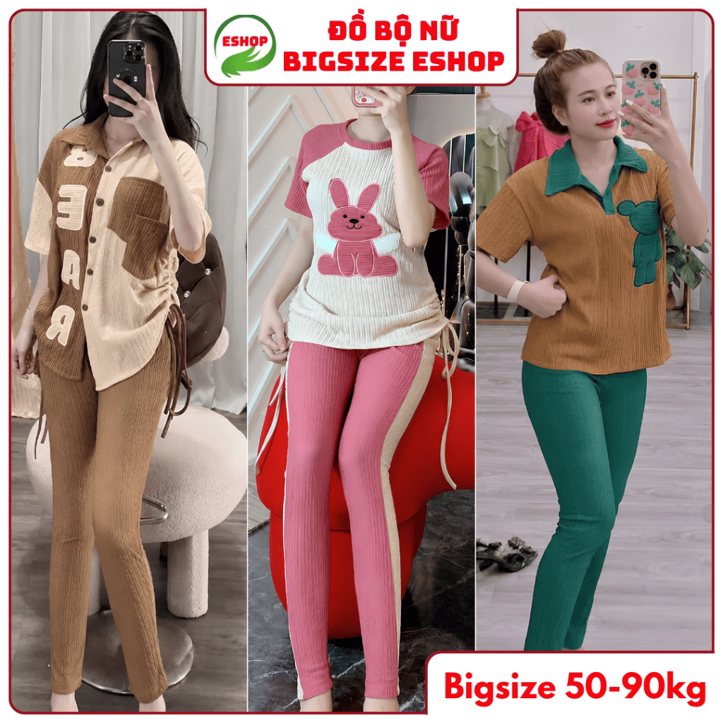 Set Đồ Nữ Bigsize Quần Dài Vải Thun Xốp Nhật ESHOP Thời Trang Đồ Bộ Nữ Sang Chảnh Áo Kiểu Sơ Mi Đi Chơi Ở Nhà Đẹp DX68