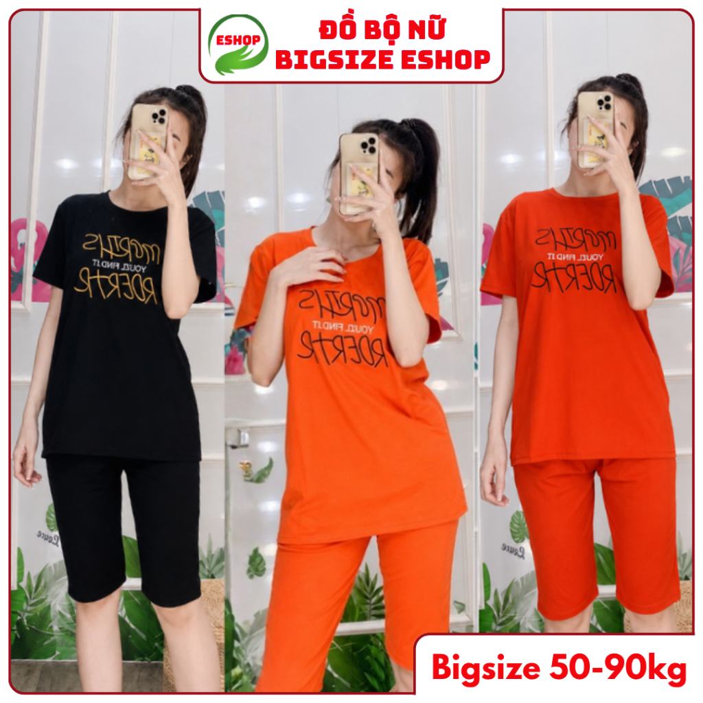 Đồ Bộ Nữ Bigsize 43-85kg Quần Lửng Ngố Thun Cotton Mặc Nhà Đi Chơi Thể Thao Trung Niên ESHOP AD12