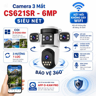 Camera Không Dây WIFI 3 Mắt CS621SR - 6MP Siêu Nét, Coi 3 Khung Hình 3 Hướng 1 Lúc, Hiệu Suất Mạnh Mẽ Và Bảo Vệ 360°
