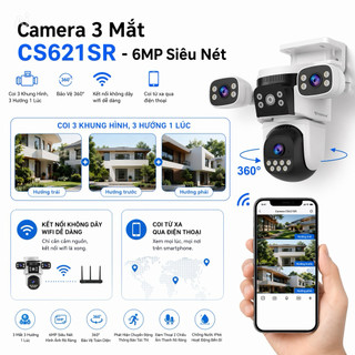 Camera Không Dây WIFI 3 Mắt CS621SR - 6MP Siêu Nét, Coi 3 Khung Hình 3 Hướng 1 Lúc, Hiệu Suất Mạnh Mẽ Và Bảo Vệ 360°