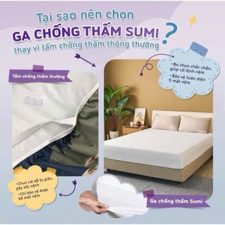 Ga Chống Thấm 1m8x2m Cao Cấp Vua Nệm Goodnight Sumi Cho Bé, Tấm Bảo Vệ Nệm Cotton Kháng Nước