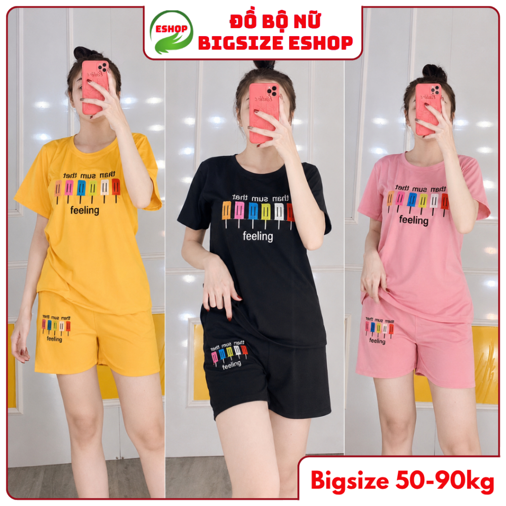 Bộ Quần Áo Nữ Bigsize 43-85kg Thun Cotton Quần Đùi Mùa Hè Mặc Nhà Đi Biển Thể Thao ESHOP BD08