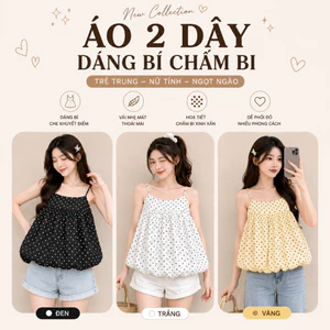 Áo Babydoll Bí Chấm Bi Hot Trend,Chất Vải Gió Màu Sắc Đa Dạng mùa hè cho nữ