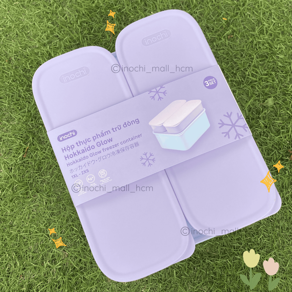 BỘ Hộp Thực Phẩm Trữ Đông Hokkaido GLOW INOCHI mix màu pastel, Ag+ kháng khuẩn, bền đẹp, gọn gàng giúp tối ưu lưu trữ