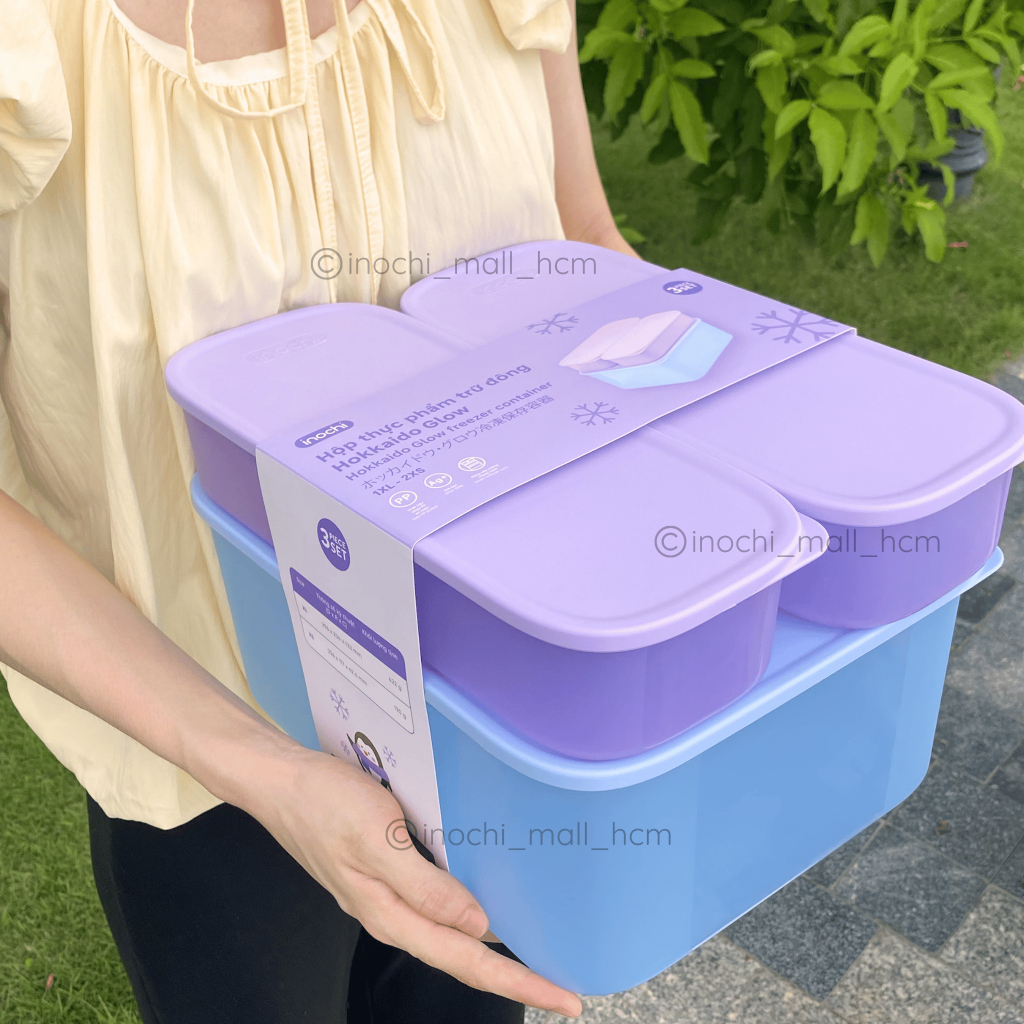 BỘ Hộp Thực Phẩm Trữ Đông Hokkaido GLOW INOCHI mix màu pastel, Ag+ kháng khuẩn, bền đẹp, gọn gàng giúp tối ưu lưu trữ