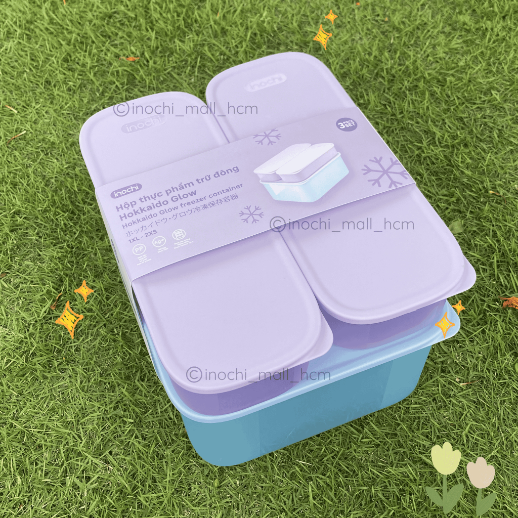 BỘ Hộp Thực Phẩm Trữ Đông Hokkaido GLOW INOCHI mix màu pastel, Ag+ kháng khuẩn, bền đẹp, gọn gàng giúp tối ưu lưu trữ