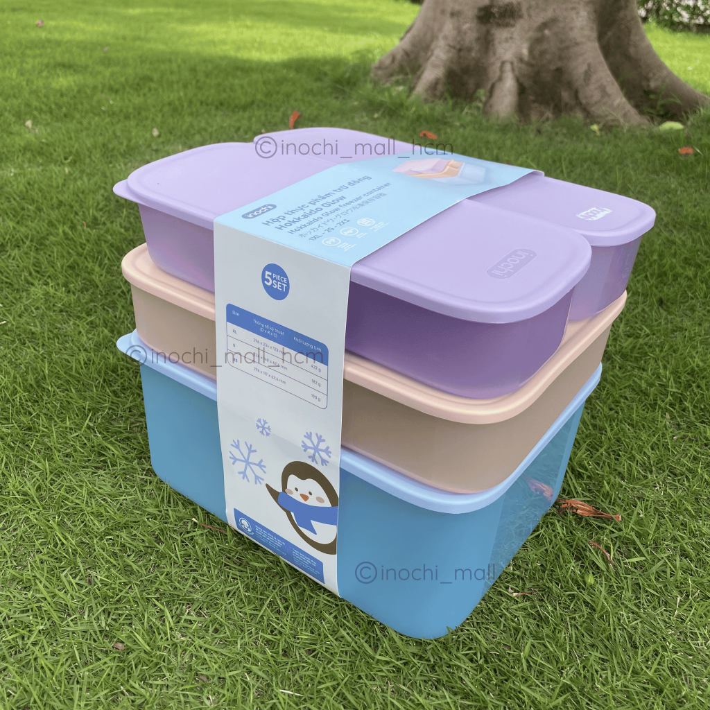 BỘ Hộp Thực Phẩm Trữ Đông Hokkaido GLOW INOCHI mix màu pastel, Ag+ kháng khuẩn, bền đẹp, gọn gàng giúp tối ưu lưu trữ