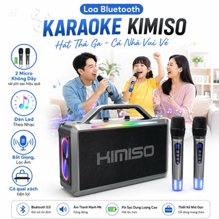 Loa Bluetooth Karaoke Kimiso 2 Micro Không Dây Cao Cấp, Đèn Led Theo Nhạc, Bắt Giọng, Lọc Âm, BH 12T