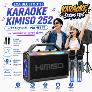 Loa Bluetooth Karaoke Kimiso 2 Micro Không Dây Cao Cấp, Đèn Led Theo Nhạc, Bắt Giọng, Lọc Âm, BH 12T