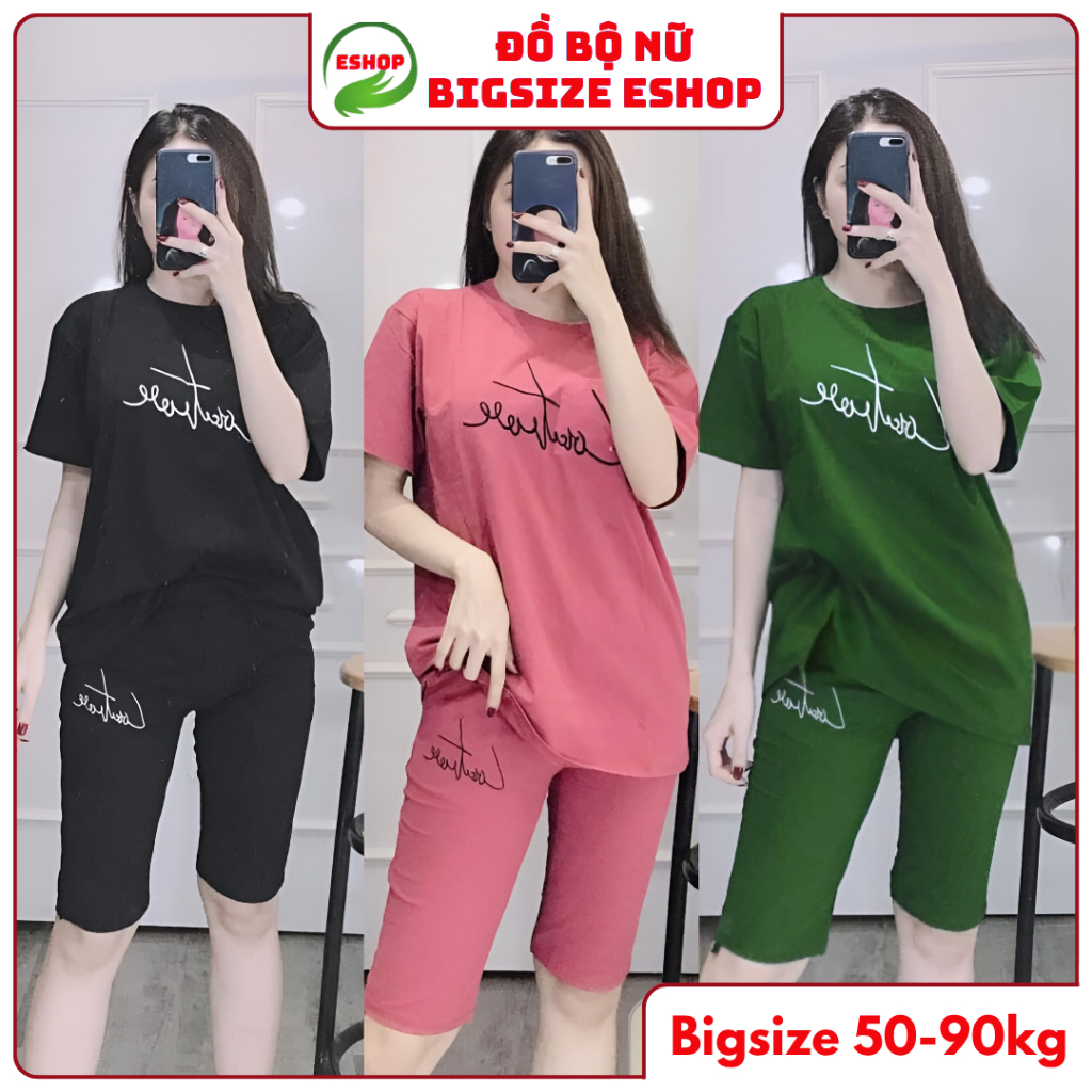 Đồ bộ mặc nhà nữ quần lửng bigsize mùa hè thun cotton thể thao đẹp dễ thương cute trung niên mặc ngủ đi chơi ESHOP AD02