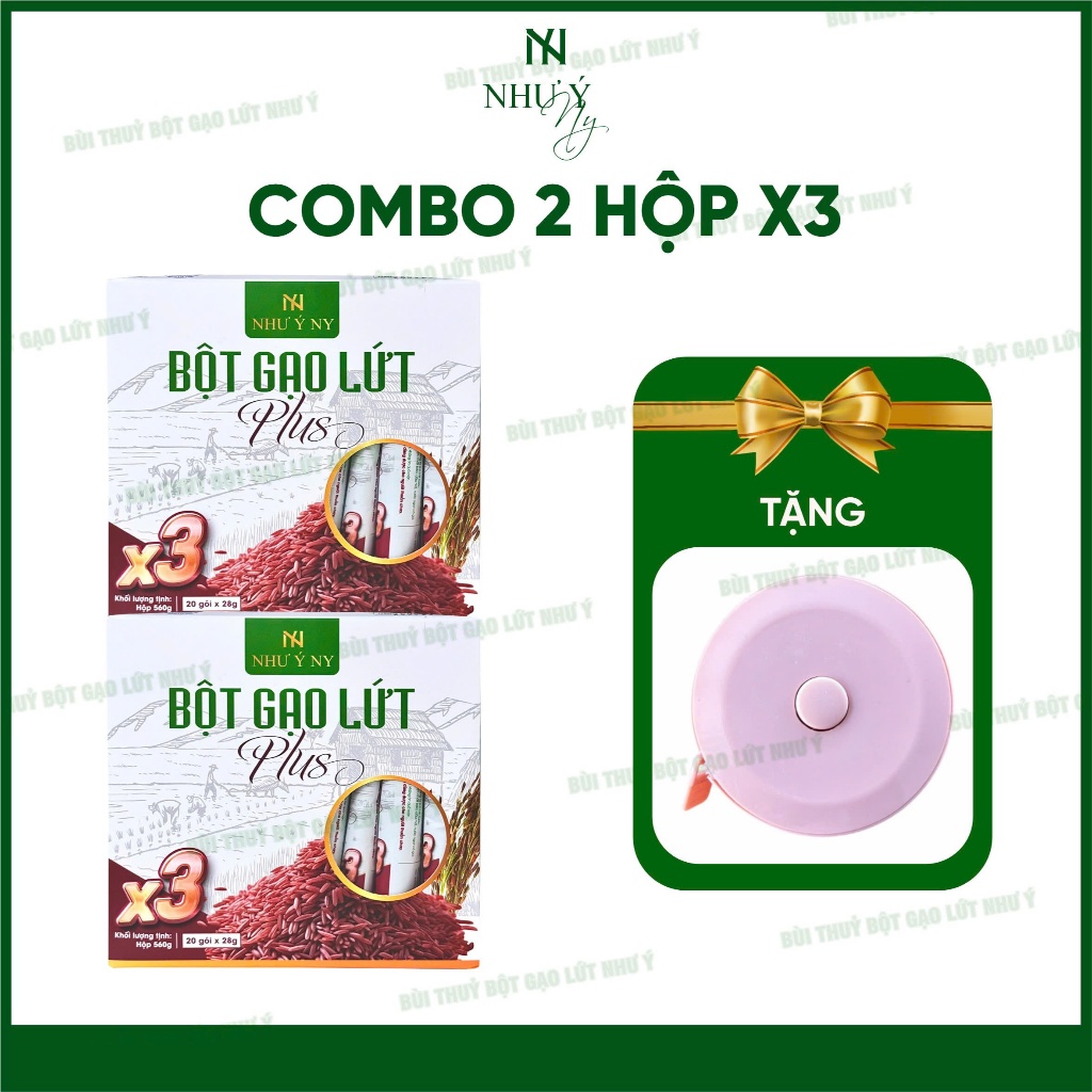 MUA 2 HỘP BỘT GẠO LỨT PLUS X3 NHƯ Ý NY - TẶNG LY VÀ THƯỚC DÂY