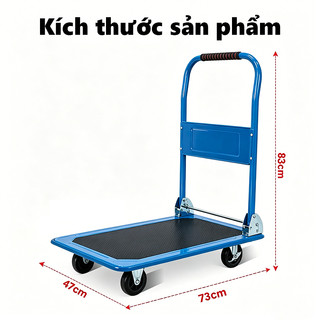 Xe đẩy hàng 4 bánh gấp gọn 300kg Nhập Khẩu Lớp phủ chống gỉ xe kéo hàng xếp gọn bánh cao su tải nặng