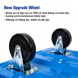 Xe đẩy hàng 4 bánh gấp gọn 300kg Nhập Khẩu Lớp phủ chống gỉ xe kéo hàng xếp gọn bánh cao su tải nặng