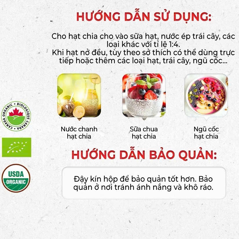 Hạt Chia Hữu Cơ C'Lavie 200g. Giàu Omega 3, Chất Xơ Tự Nhiên, Cho Bé Ăn Dặm Và Gia Đình