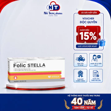 [HỎA TỐC HCM] Viên Uống STELLA FOLIC Tạo Máu, Bổ Máu, Hỗ Trợ Giảm Thiếu Máu Do Thiếu Sắt Hộp 50V