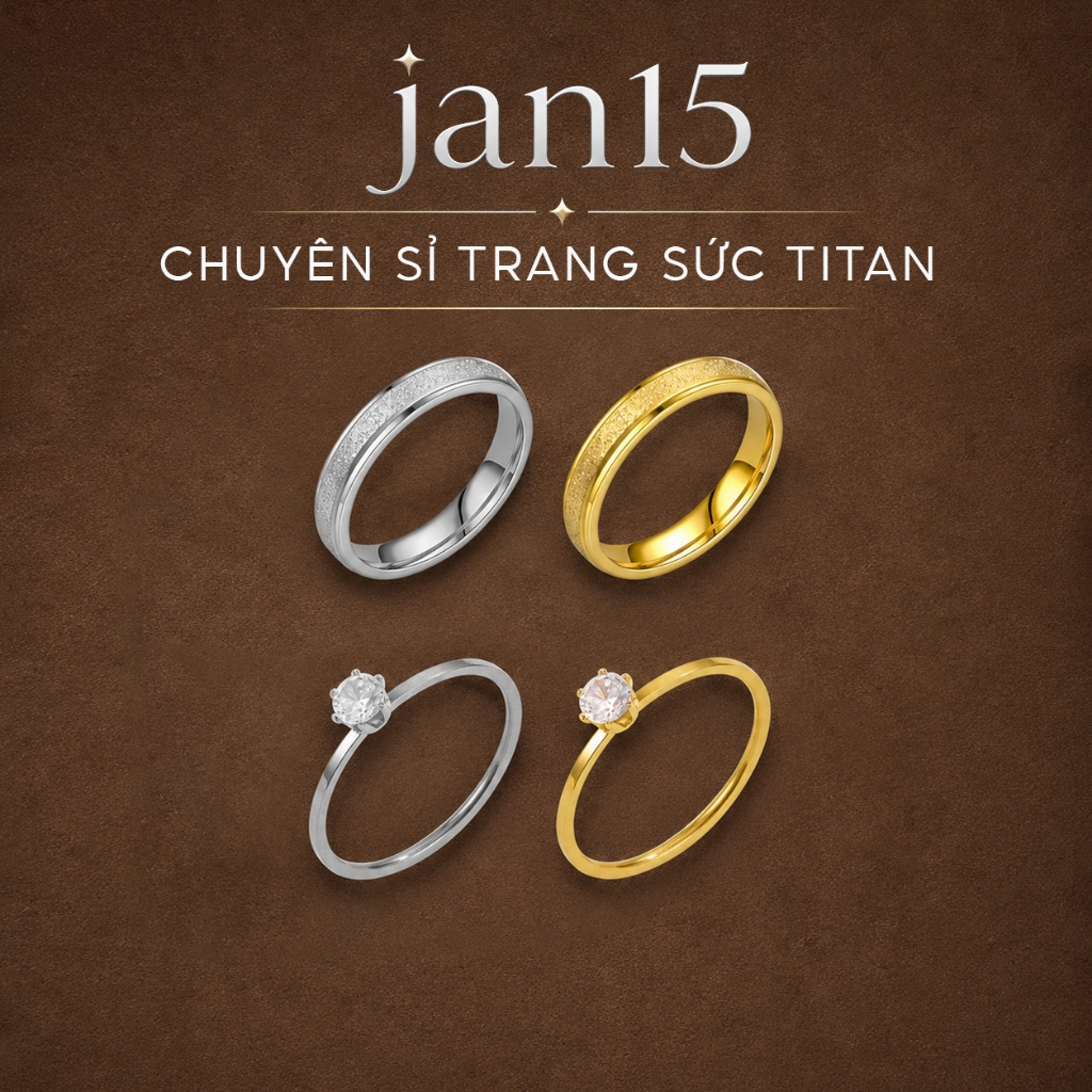 [NJ7] Nhẫn Titan không gỉ, nhẫn nam, nhẫn nữ thanh lịch, nhẫn cặp đôi - sỉ trang sức Titan Jan15