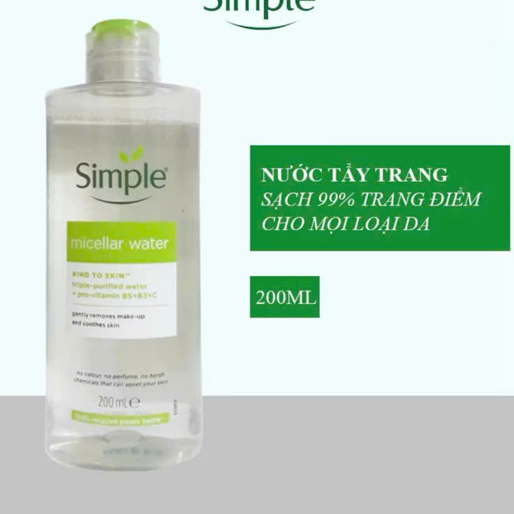 Combo Simple Nước Tẩy Trang 200ml + Sữa Rửa Mặt 150ml Giúp Làm Sạch Da TIỆM MỸ PHẨM XINH