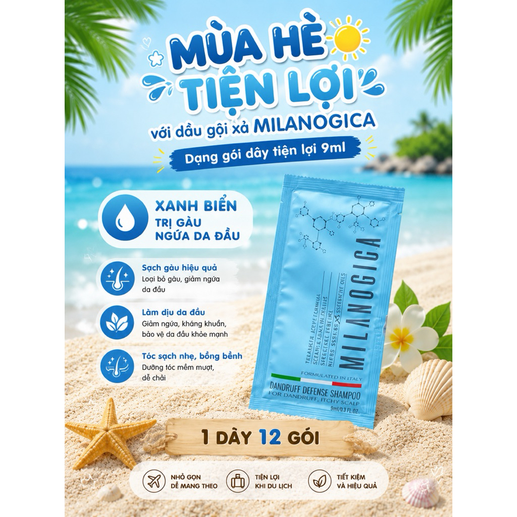 Dầu gội xả Milanogica dạng gói 12ml/ gói du lịch tiện lợi