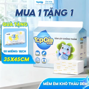 Tấm Lót Chống Thấm Thay Tã Bỉm Dùng Một Lần Topgiakids Cho Bé 35x45cm, Bịch 50 Miếng Lót Chống Thấm, Lót Phân Su