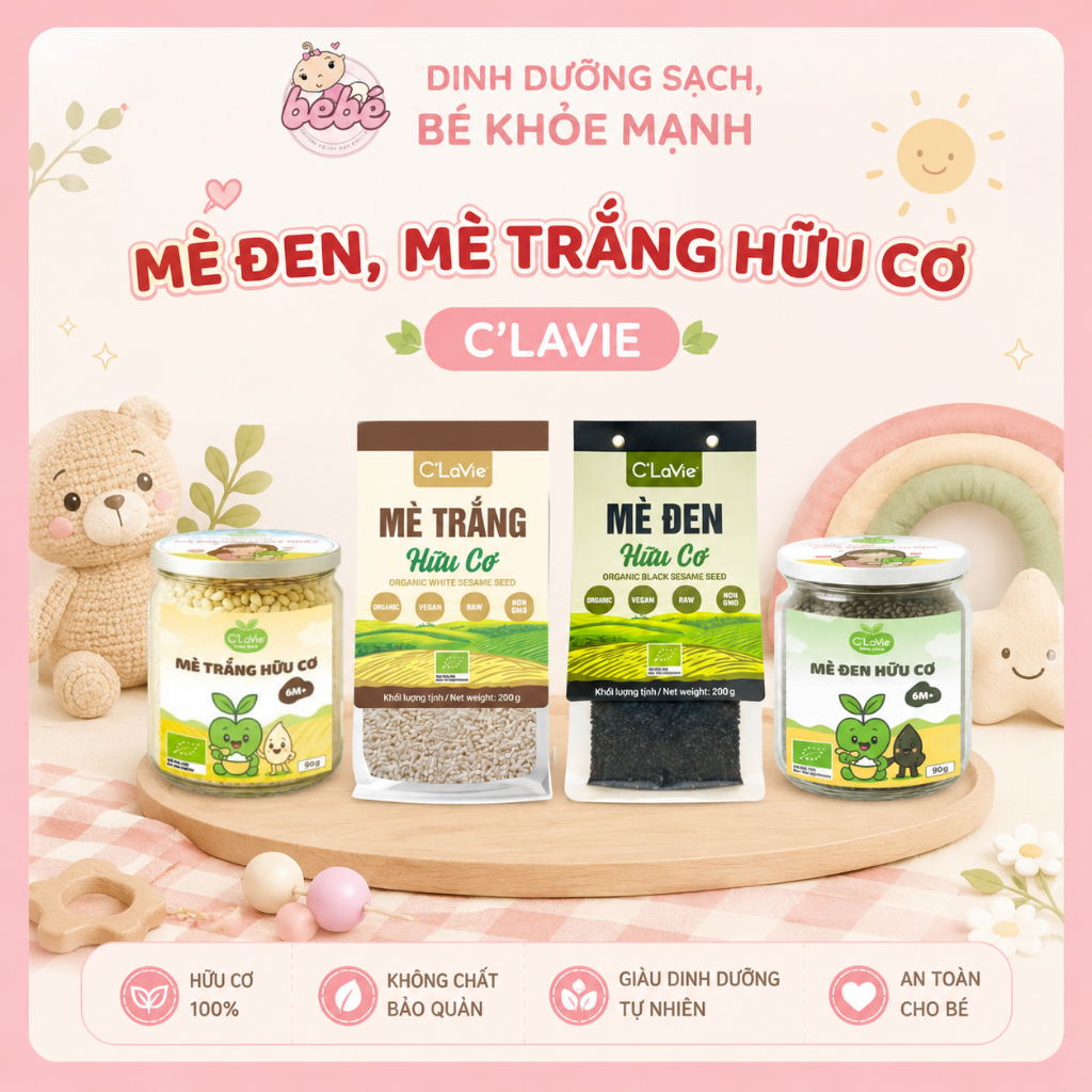 Mè Đen. Mè Trắng Hữu Cơ C'Lavie.Giàu Canxi, Sắt Cho Bé Ăn Dặm Và Gia Đình