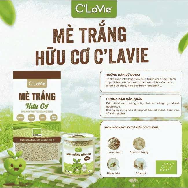 Mè Đen. Mè Trắng Hữu Cơ C'Lavie.Giàu Canxi, Sắt Cho Bé Ăn Dặm Và Gia Đình