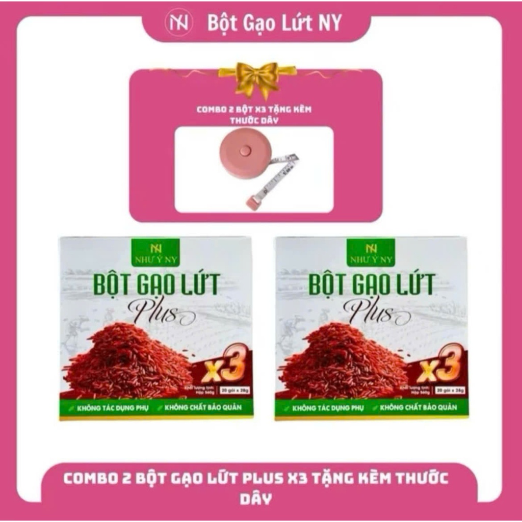 [COMBO TÚI TO 65 GÓI KÈM HẠT CHIA - BỘT GẠO LỨT PLUS X3 NHƯ Ý NY - TẶNG LY PHA BỘT, THƯỚC VÀ PHIẾU BẢO HÀNH