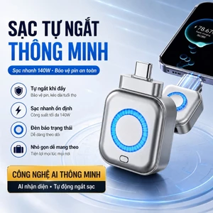 Bộ Ngắt Sạc Vật Lý Thông Minh AI TypeC – Tự Động Ngắt Khi Pin Đầy, Chống Chai Pin Điện Thoại, Sạc Nhanh 140W