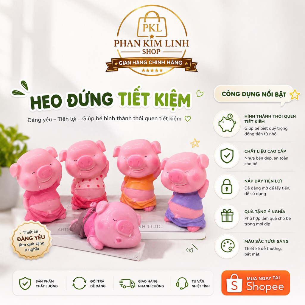 Ống heo tiết kiệm heo đất chảy nước miếng size 25x35 cm