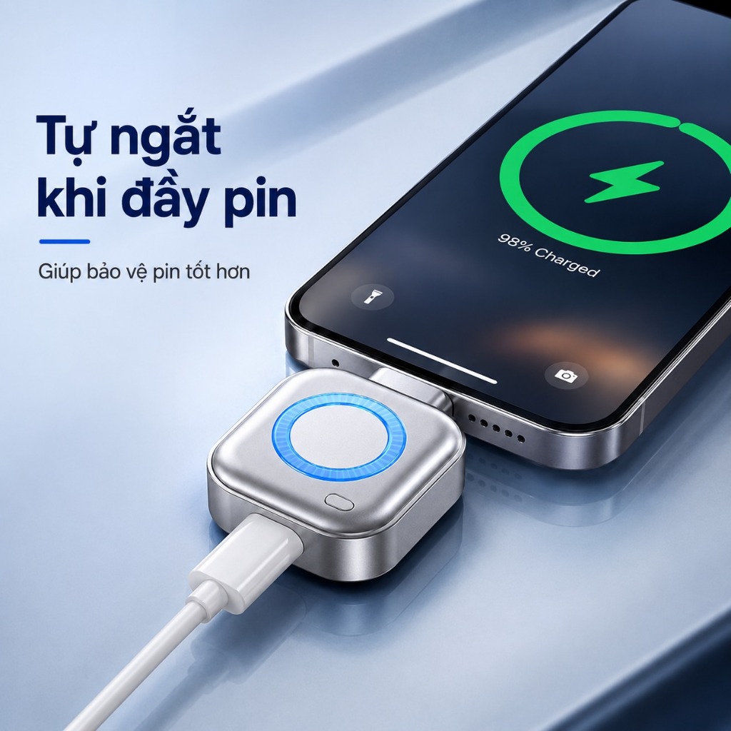 Bộ Ngắt Sạc Vật Lý Thông Minh AI TypeC – Tự Động Ngắt Khi Pin Đầy, Chống Chai Pin Điện Thoại, Sạc Nhanh 140W