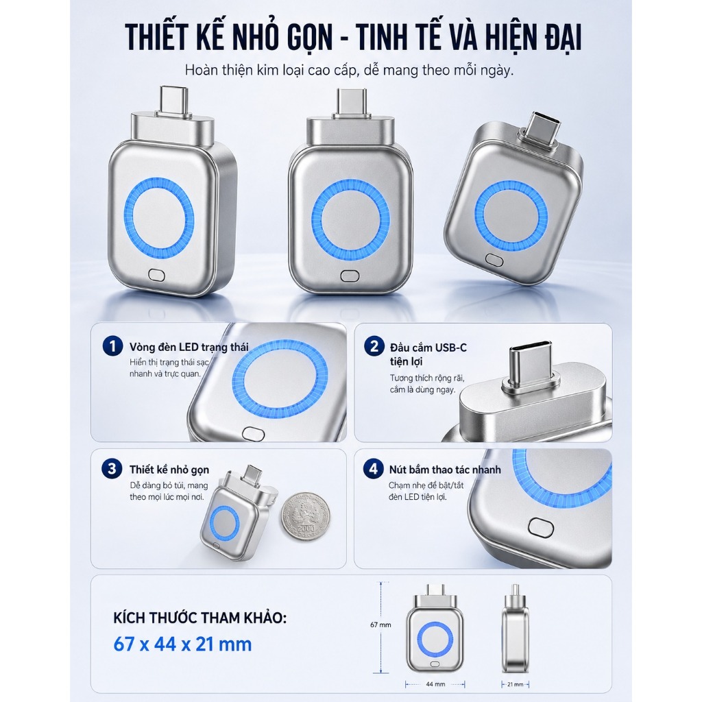 Bộ Ngắt Sạc Vật Lý Thông Minh AI TypeC – Tự Động Ngắt Khi Pin Đầy, Chống Chai Pin Điện Thoại, Sạc Nhanh 140W