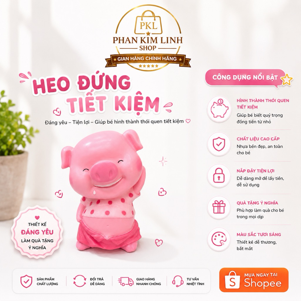 Ống heo tiết kiệm heo đất chảy nước miếng size 25x35 cm