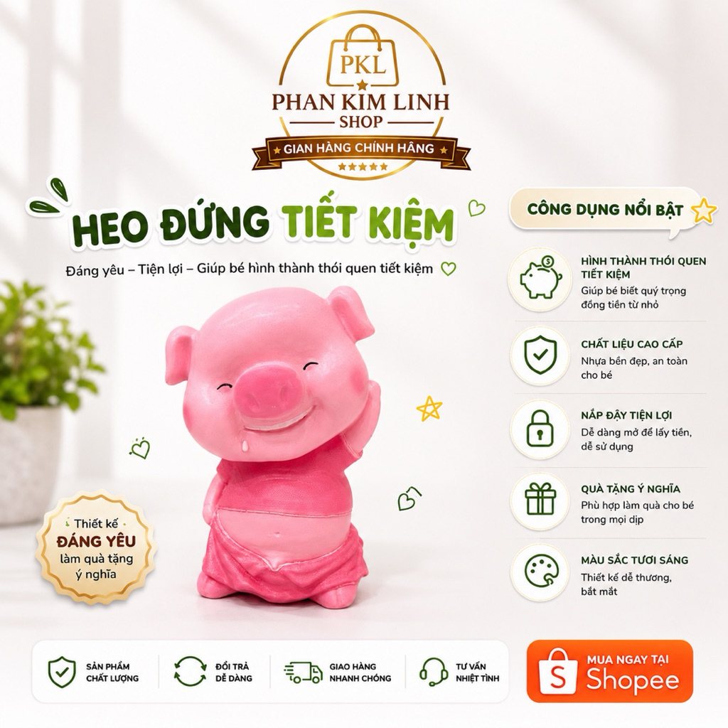 Ống heo tiết kiệm heo đất chảy nước miếng size 25x35 cm