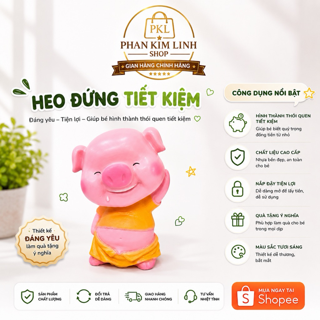 Ống heo tiết kiệm heo đất chảy nước miếng size 25x35 cm