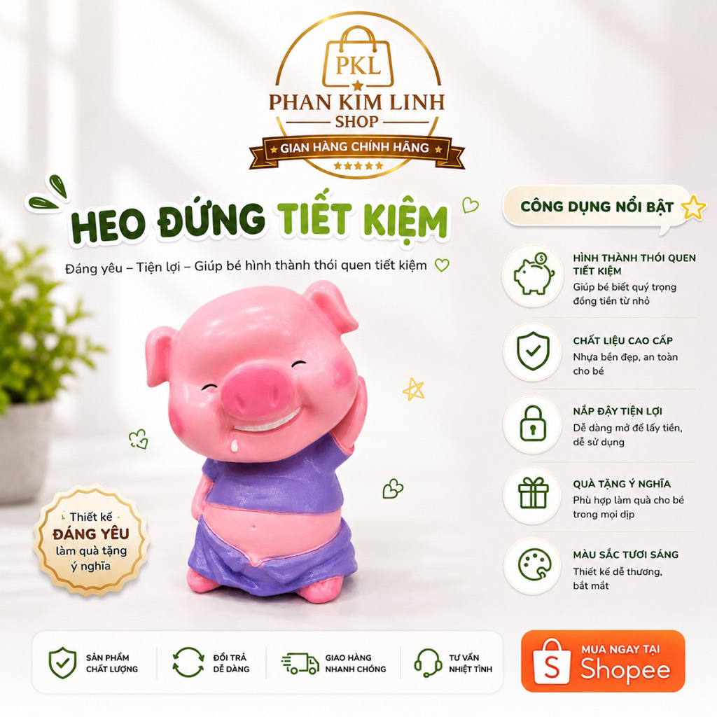 Ống heo tiết kiệm heo đất chảy nước miếng size 25x35 cm