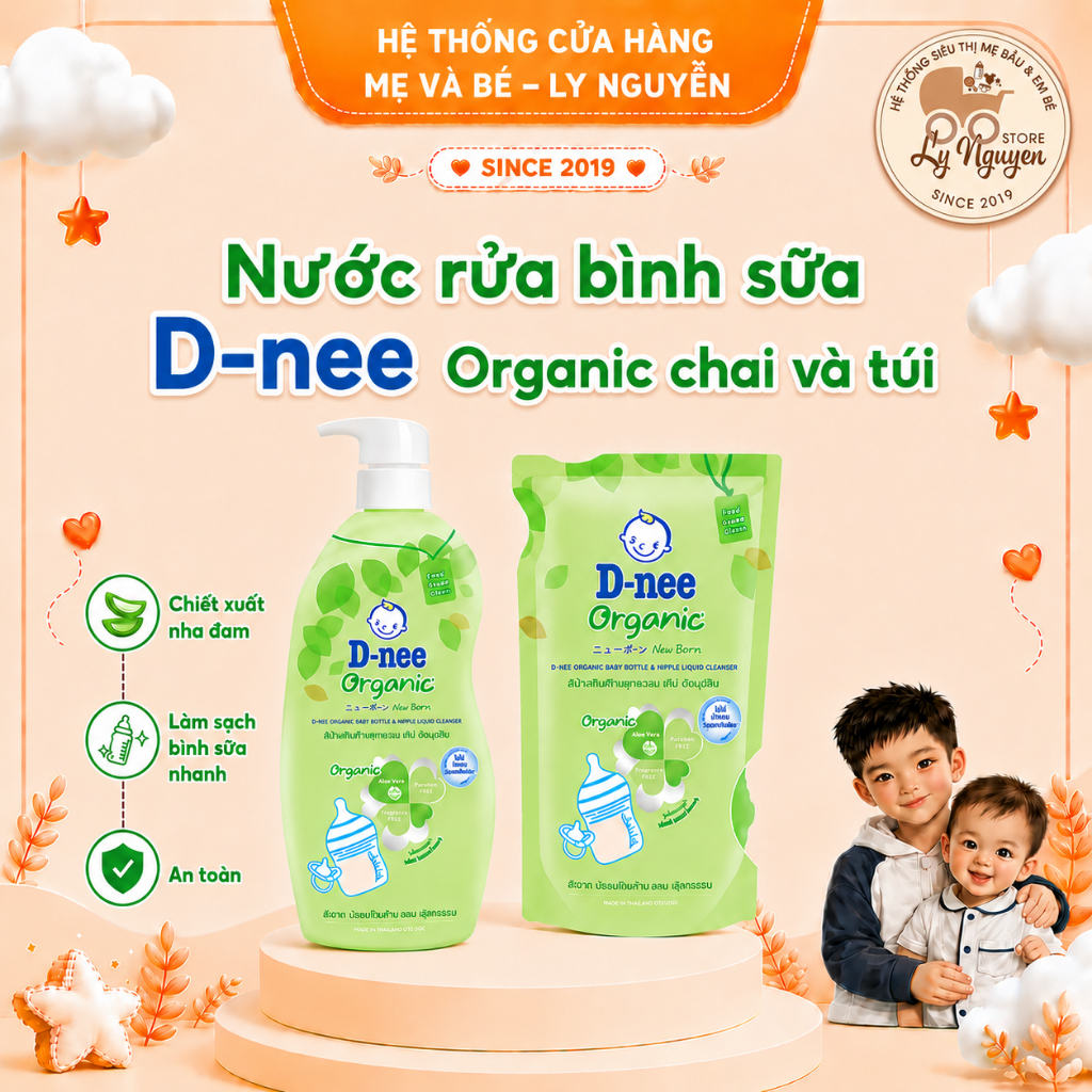 [Ly Nguyễn Store] Nước rửa bình sữa D-nee Organic chai và túi