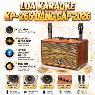 LOA KARAOKE KP-266 (2 tấc, 2 bass 16, 1 trung, 1 treb) Bass Chắc – Treble Sáng, kèm 2 micro cao cấp