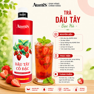 Mứt Dâu Tây Aumis 1 Lít - Sánh Mịn - Cô Đặc Dùng Làm Bánh, Sinh Tố & Set Trà Sữa [TEM ĐỎ]